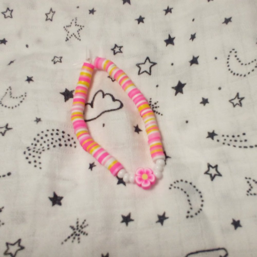 Handmade clay bead bracelet.